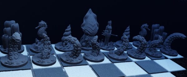 Squid King Chess Set Digital Files STL for 3D Printing